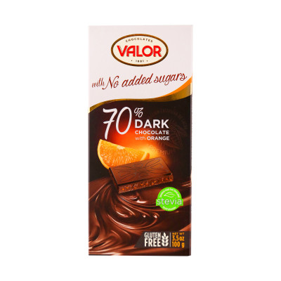 Tamna čokolada 70% sa narandžom bez šećera i glutena 100 g Valor
