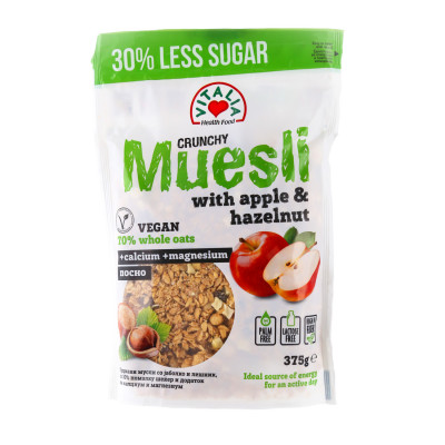 Crunchy musli lješnik i jabuka+Ca+Mg 375 g Vitalia