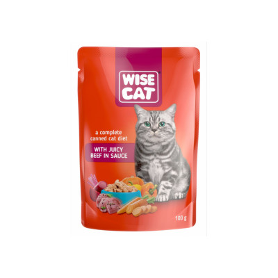 Hrana za mačke u sosu od govedine 100g Wise Cat