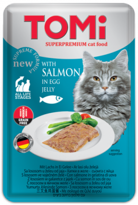 Hrana za mačke losos sa jajima u želeu 100g Tomi